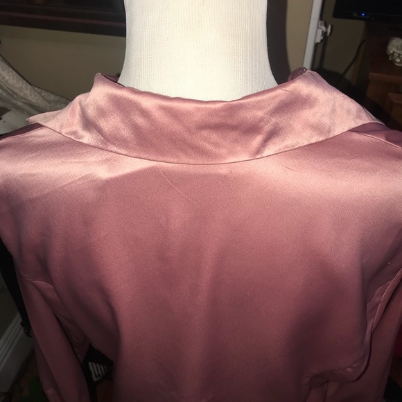 Pink silk shiny button down top - Picture 4 of 4